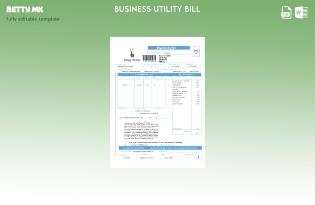 modern style Kenya Power utility business bill template